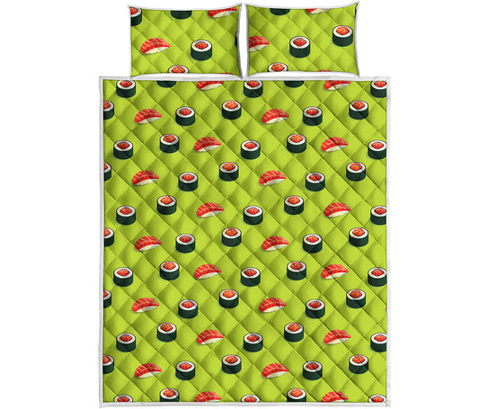Salmon Sushi And Rolls Pattern Print Quilt Bed Set