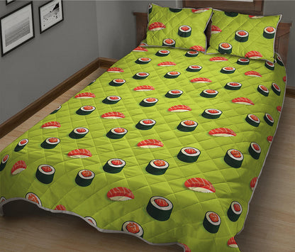 Salmon Sushi And Rolls Pattern Print Quilt Bed Set