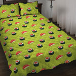 Salmon Sushi And Rolls Pattern Print Quilt Bed Set