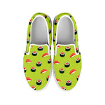 Salmon Sushi And Rolls Pattern Print White Slip On Shoes