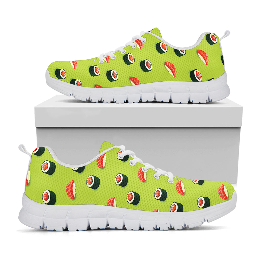 Salmon Sushi And Rolls Pattern Print White Sneakers
