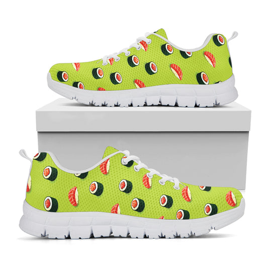 Salmon Sushi And Rolls Pattern Print White Sneakers