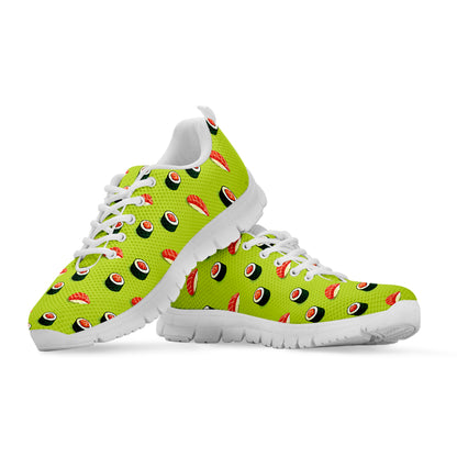 Salmon Sushi And Rolls Pattern Print White Sneakers