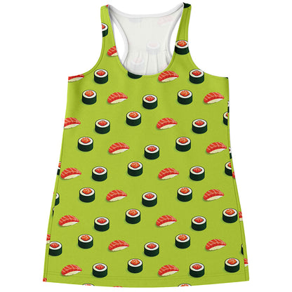 Salmon Sushi And Rolls Pattern Print Women's Racerback Tank Top