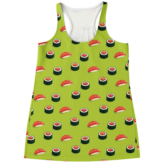 Salmon Sushi And Rolls Pattern Print Women's Racerback Tank Top