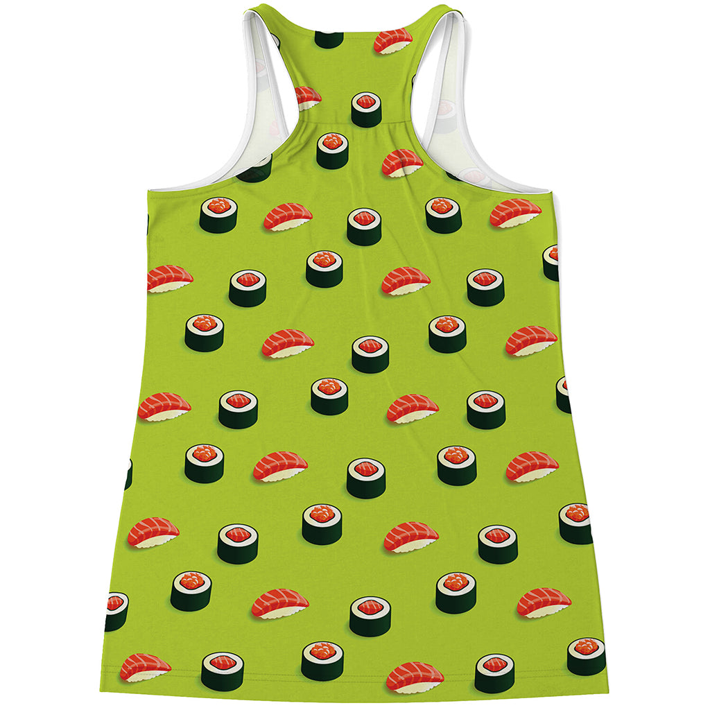 Salmon Sushi And Rolls Pattern Print Women's Racerback Tank Top