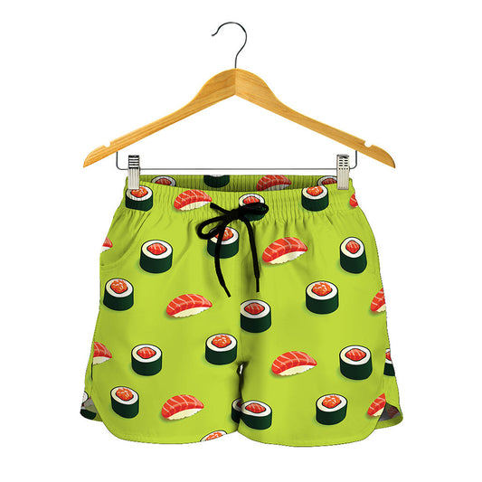 Salmon Sushi And Rolls Pattern Print Women's Shorts