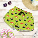 Salmon Sushi And Rolls Pattern Print Women's Shorts