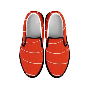 Salmon Texture Print Black Slip On Shoes