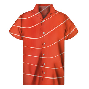 Salmon Texture Print Men's Short Sleeve Shirt