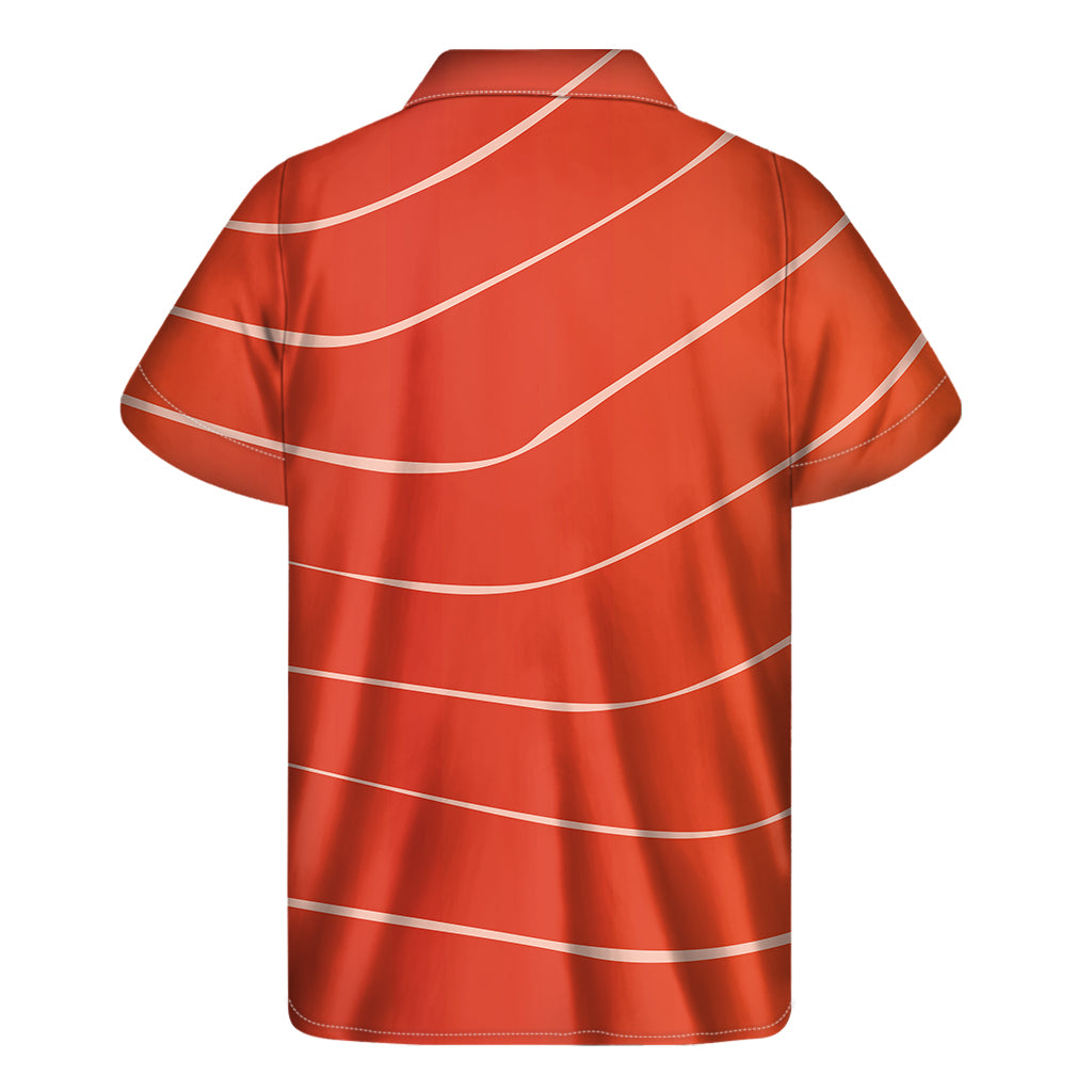 Salmon Texture Print Men's Short Sleeve Shirt
