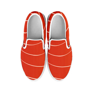 Salmon Texture Print White Slip On Shoes