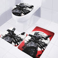Samurai And Crow Print 3 Piece Bath Mat Set