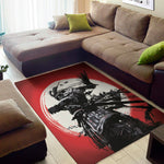 Samurai And Crow Print Area Rug