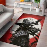 Samurai And Crow Print Area Rug