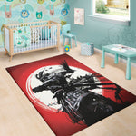 Samurai And Crow Print Area Rug