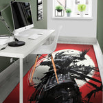 Samurai And Crow Print Area Rug
