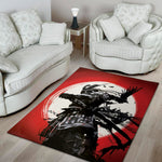 Samurai And Crow Print Area Rug