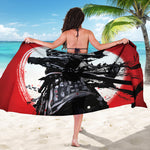 Samurai And Crow Print Beach Sarong Wrap
