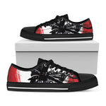 Samurai And Crow Print Black Low Top Shoes 