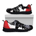 Samurai And Crow Print Black Running Shoes
