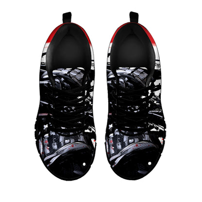 Samurai And Crow Print Black Sneakers