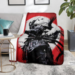 Samurai And Crow Print Blanket