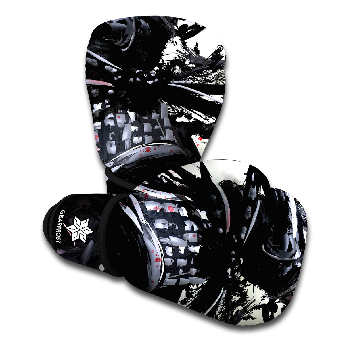 Samurai And Crow Print Boxing Gloves