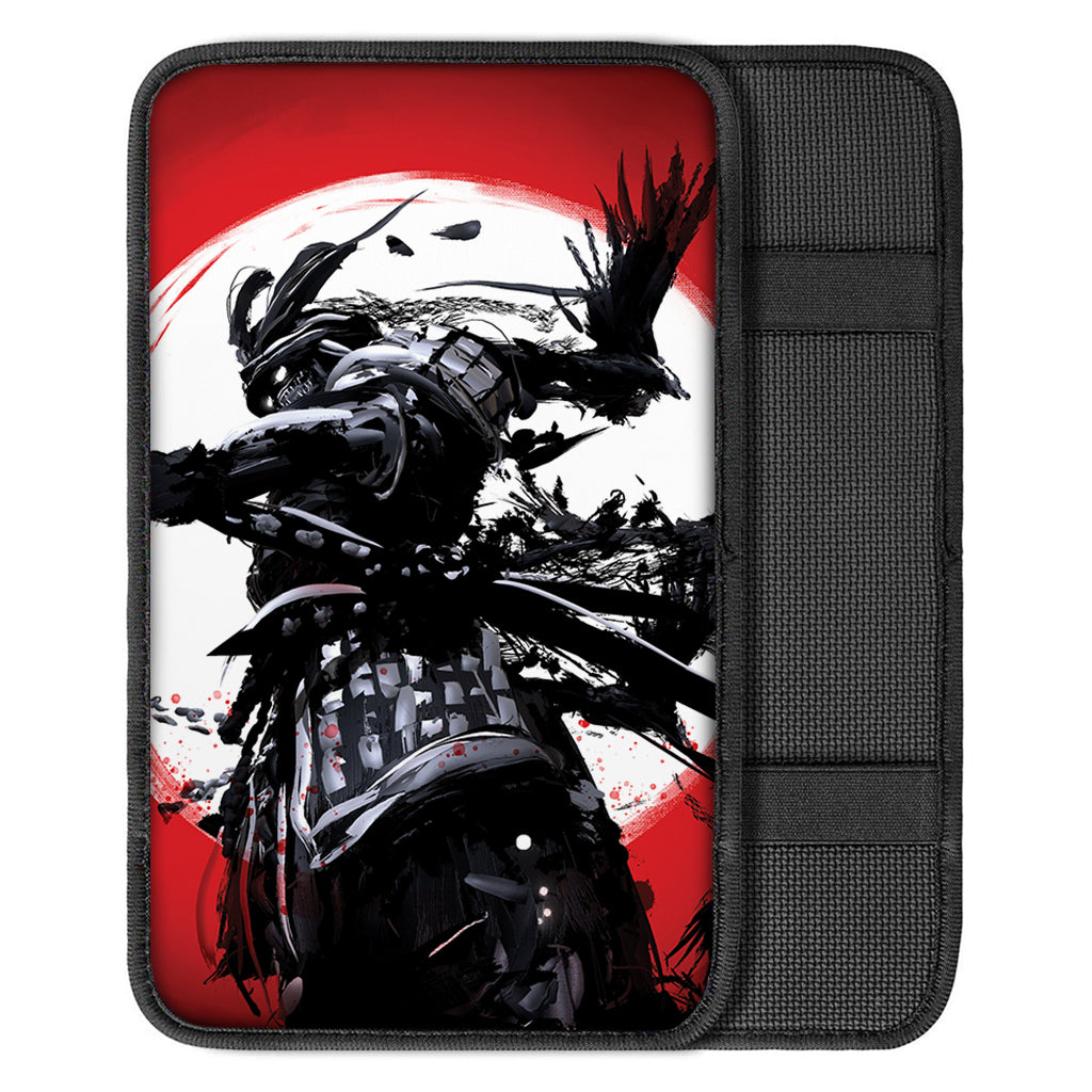 Samurai And Crow Print Car Center Console Cover