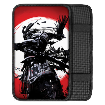 Samurai And Crow Print Car Center Console Cover
