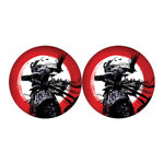 Samurai And Crow Print Car Coasters