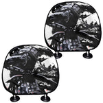 Samurai And Crow Print Car Headrest Covers
