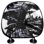 Samurai And Crow Print Car Headrest Covers