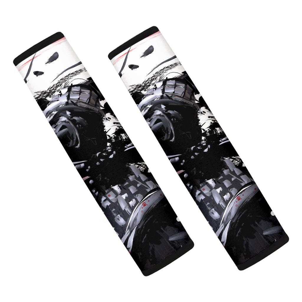 Samurai And Crow Print Car Seat Belt Covers