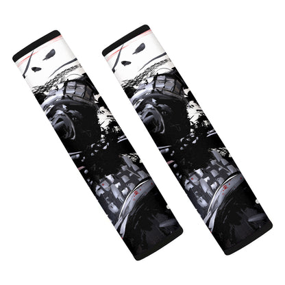 Samurai And Crow Print Car Seat Belt Covers