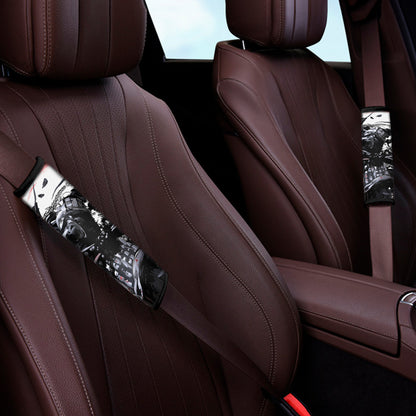 Samurai And Crow Print Car Seat Belt Covers