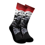 Samurai And Crow Print Crew Socks