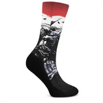 Samurai And Crow Print Crew Socks
