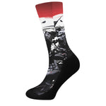 Samurai And Crow Print Crew Socks