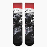 Samurai And Crow Print Crew Socks