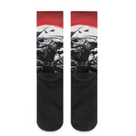 Samurai And Crow Print Crew Socks
