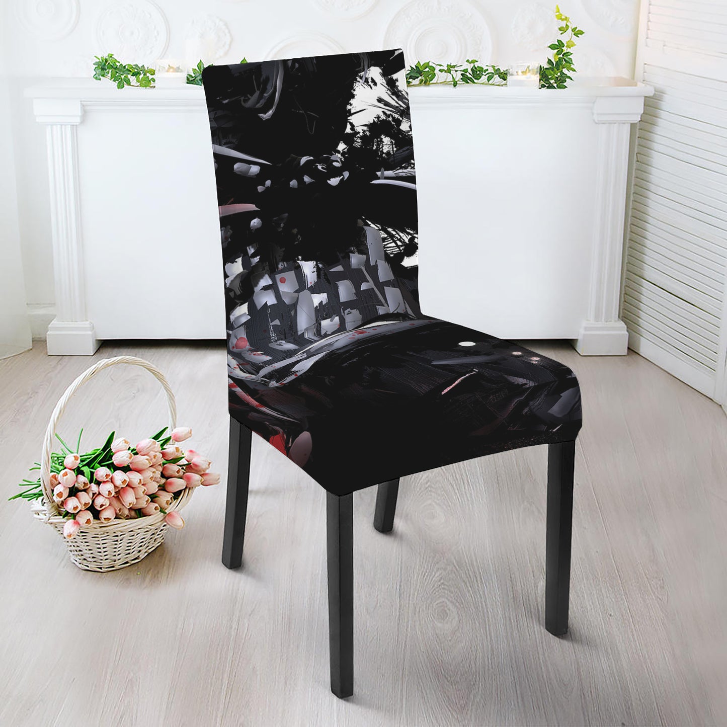 Samurai And Crow Print Dining Chair Slipcover