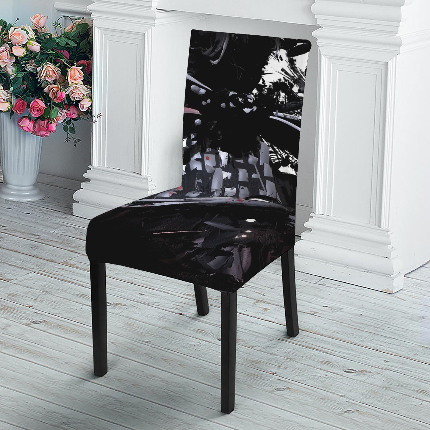 Samurai And Crow Print Dining Chair Slipcover
