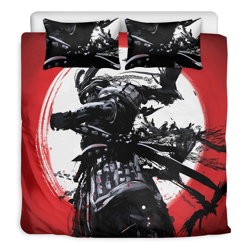 Samurai And Crow Print Duvet Cover Bedding Set