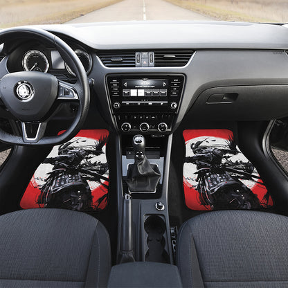 Samurai And Crow Print Front and Back Car Floor Mats