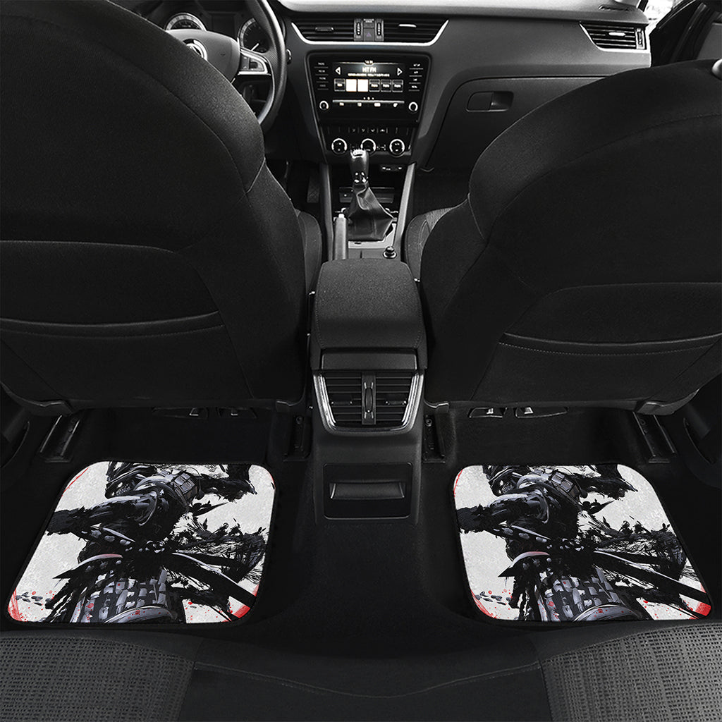 Samurai And Crow Print Front and Back Car Floor Mats