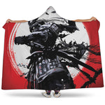 Samurai And Crow Print Hooded Blanket