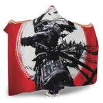 Samurai And Crow Print Hooded Blanket