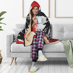 Samurai And Crow Print Hooded Blanket
