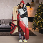 Samurai And Crow Print Hooded Blanket